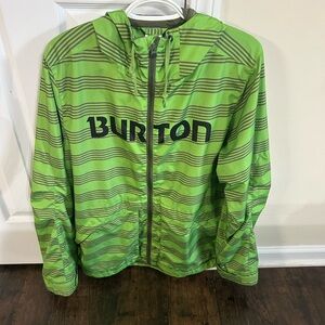 Burton Mens Green Stripe Hooded Jacket. Men’s Large